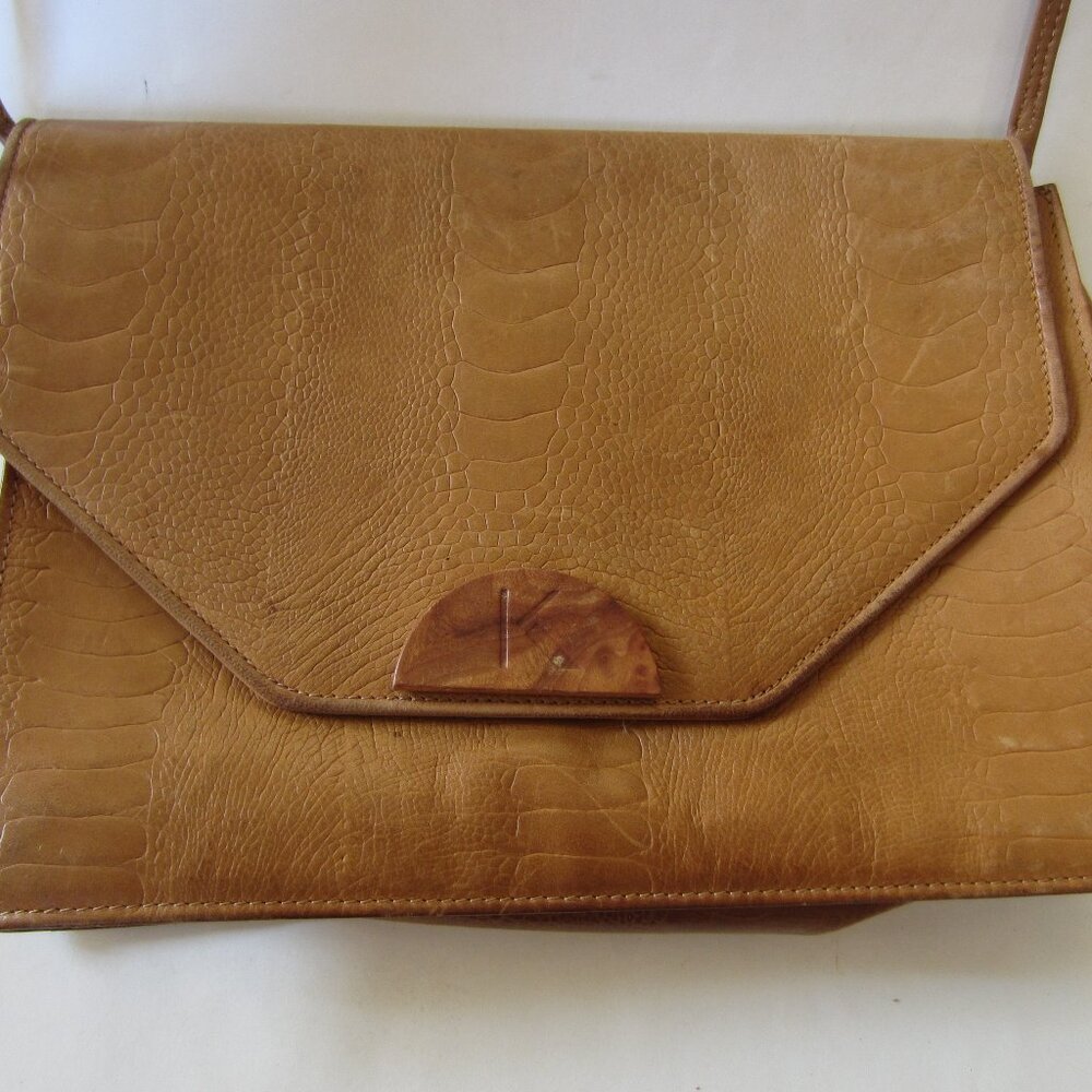 Vintage 1980’s Krizia Tan Leather Shoulder Bag Designer